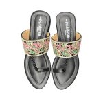 Black Kolhapuri Chappal Thong Slippers – Hand Embroidered - Image 3